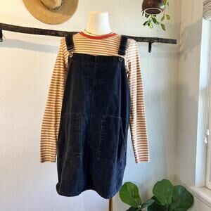 Blue Rain Utility Gray Cotton Corduroy Overall Skirt Dress Size Small/Medium